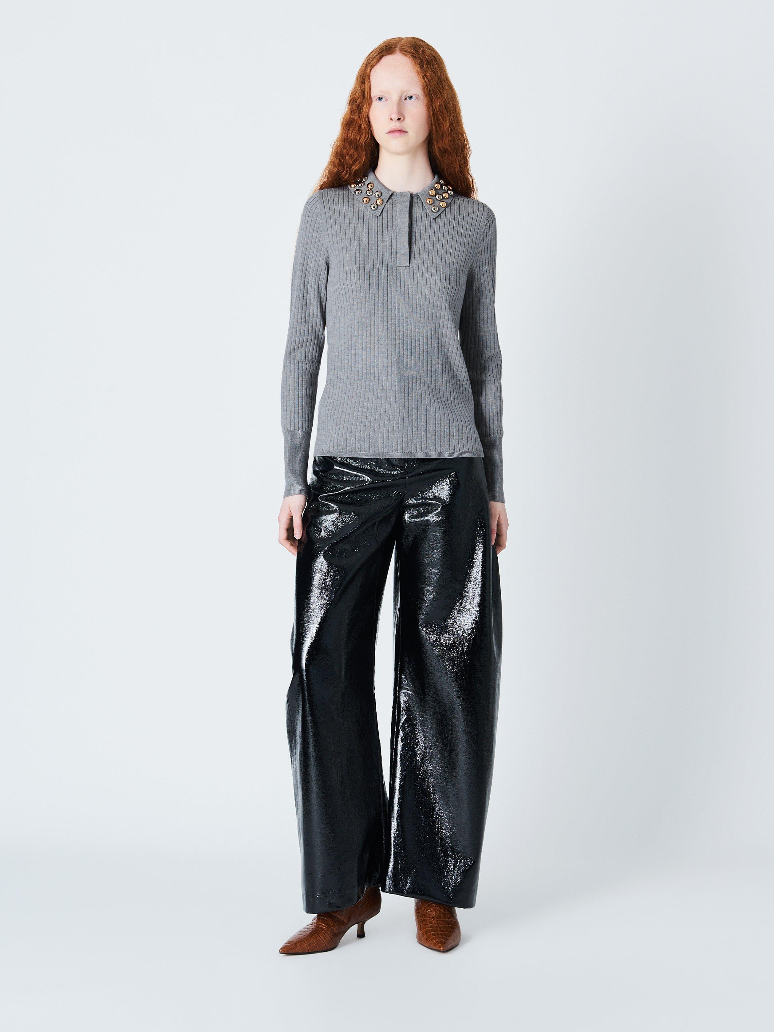 Product image 5 of 5, which shows John Lewis x A.W.A.K.E. MODE Embellished Collar Jumper, Grey, 6