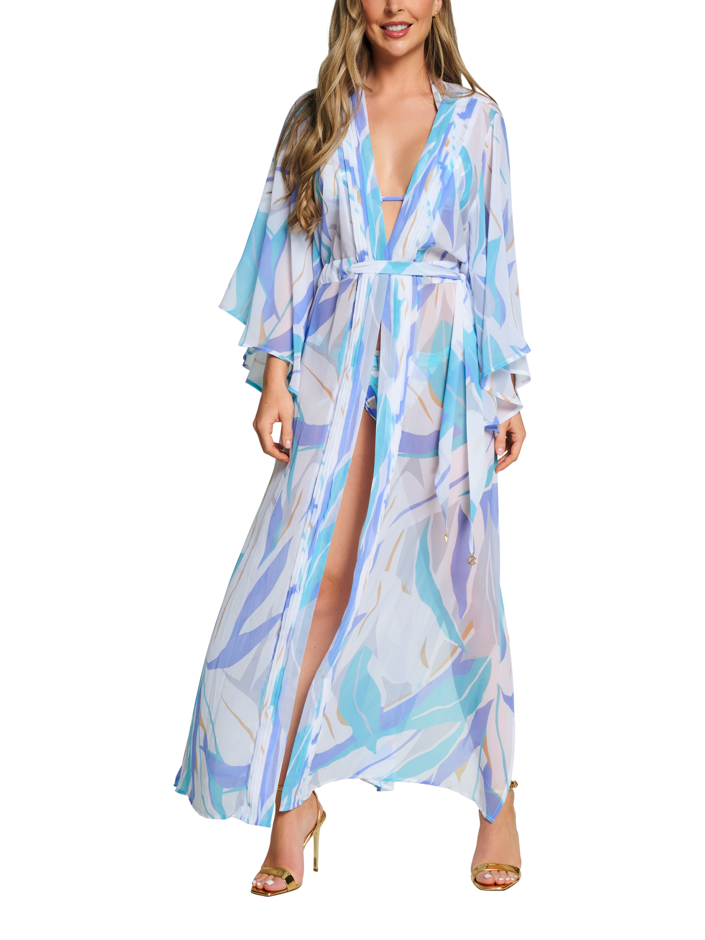 Product image 1 of 7, which shows NAIA Beach Palm Springs Kimono, Palm Springs, S-M