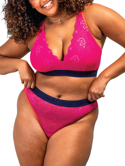 Lemonade Dolls Trilogy Lace High Waist Knickers, Deep Pink, Deep Pink