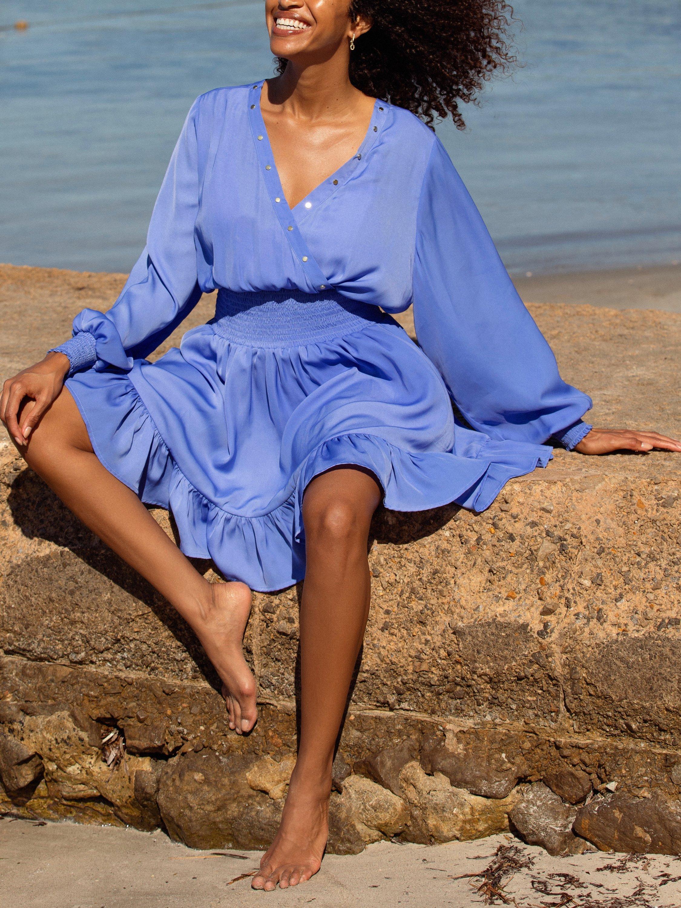 Product image 5 of 5, which shows NAIA Beach Celia Beach Dress, Persian Jewel Blue, S