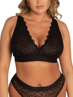 Lemonade Dolls Picot Lace Full Cup Bra, Black, Black