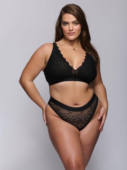 Lemonade Dolls Picot Lace Full Cup Bra, Black, Black