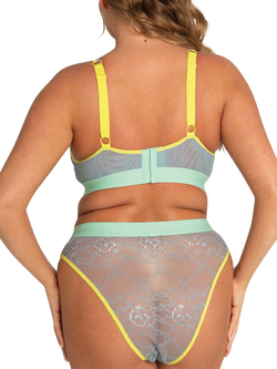 Lemonade Dolls Trilogy Lace High Waist Knickers, Aqua/Yellow - view 2, Aqua/Yellow