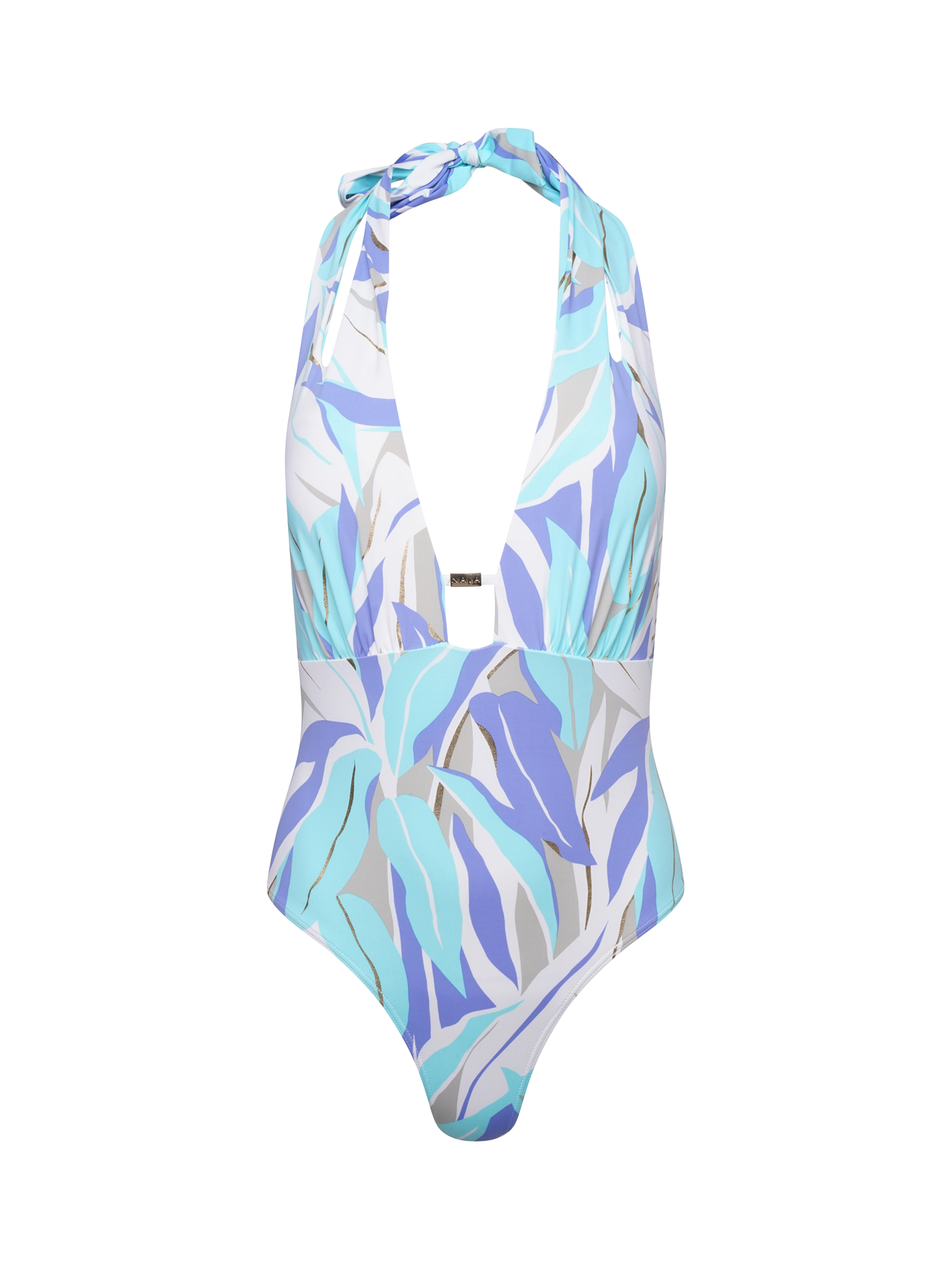 Product image 5 of 10, which shows NAIA Beach Letitia Plunge Swimsuit, Gold, 8