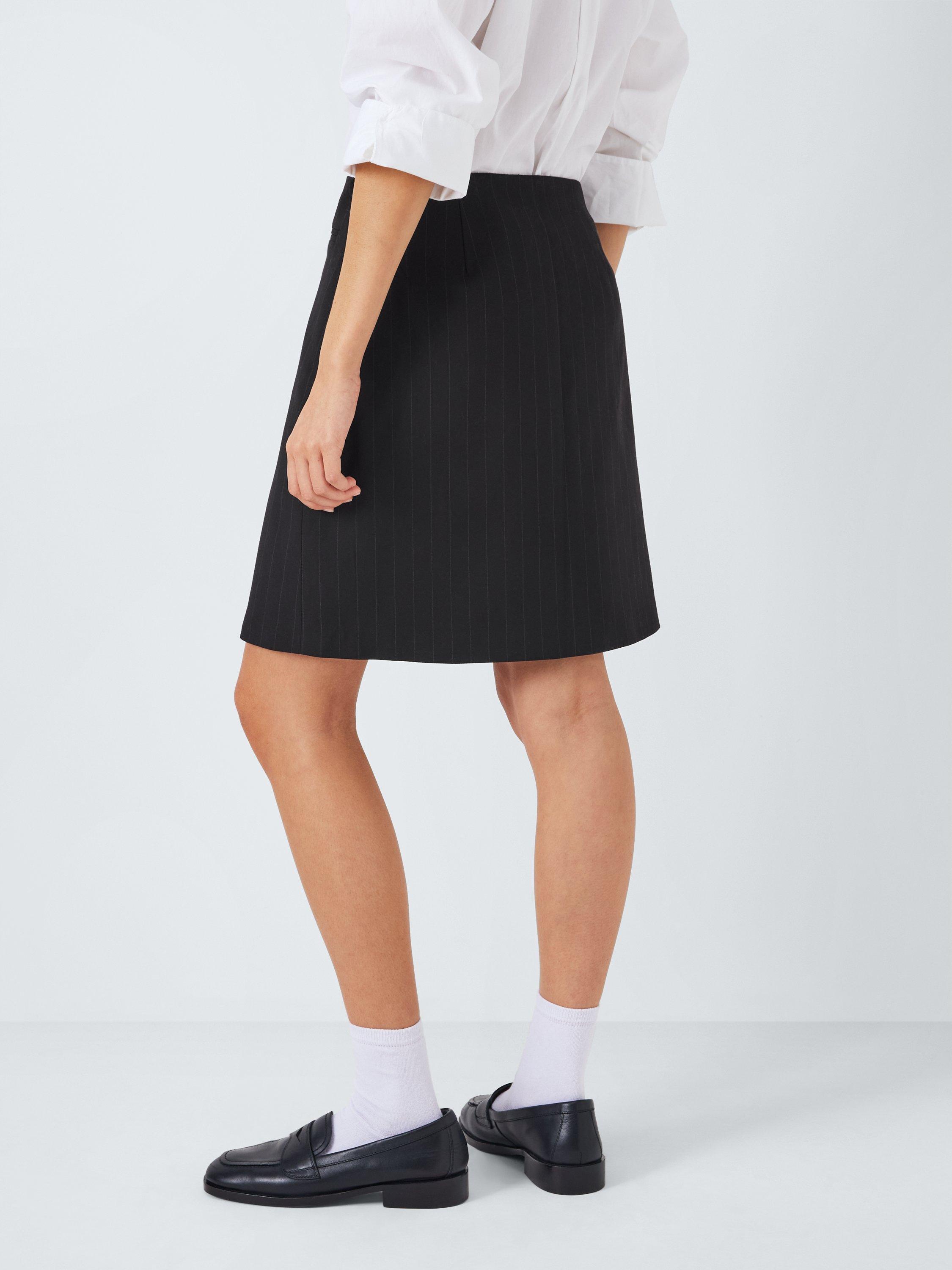 Product image 2 of 6, which shows John Lewis ANYDAY Pinstripe Mini Skirt, Black Pinstripe, 10