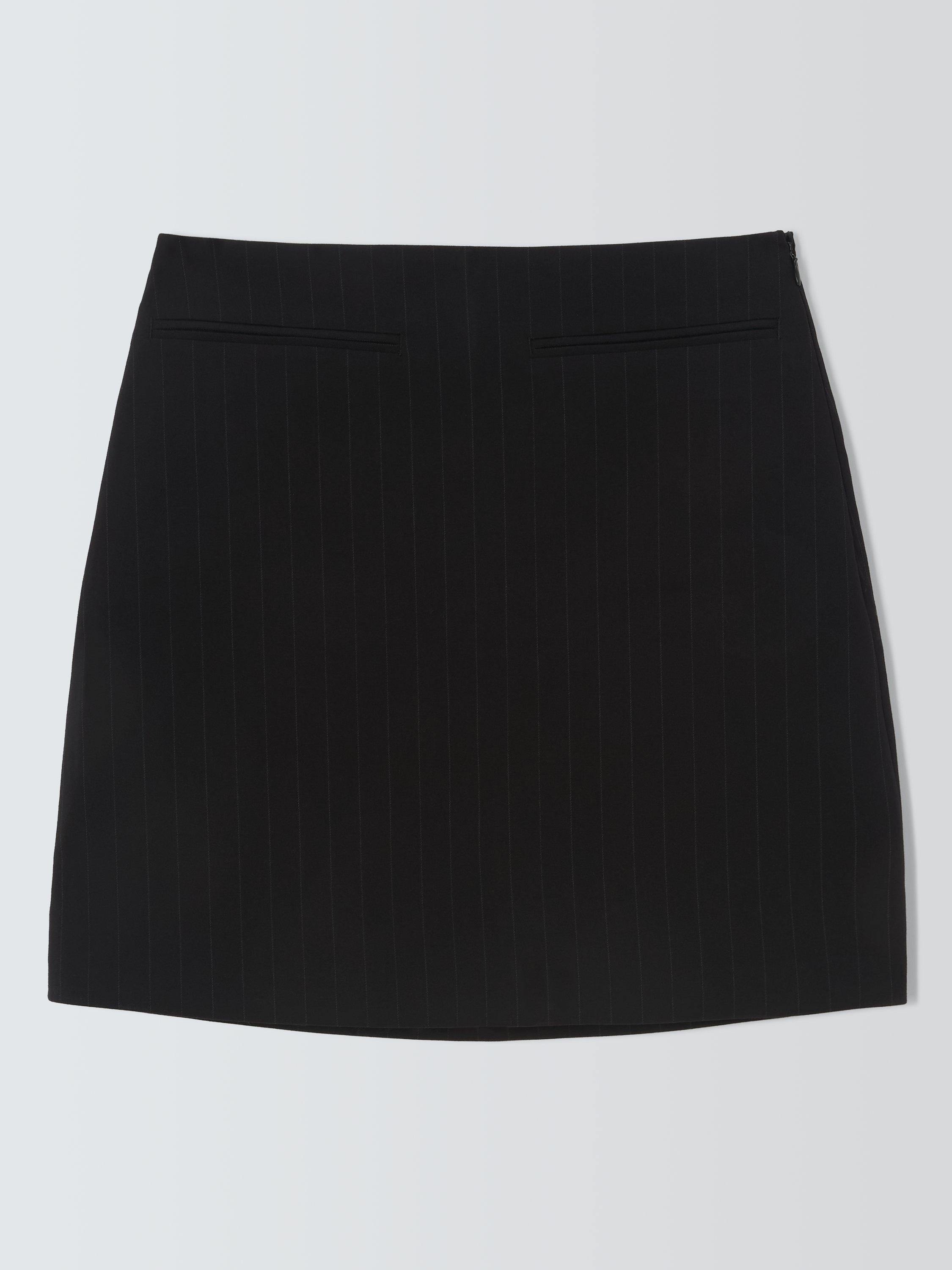 Product image 4 of 6, which shows John Lewis ANYDAY Pinstripe Mini Skirt, Black Pinstripe, 10