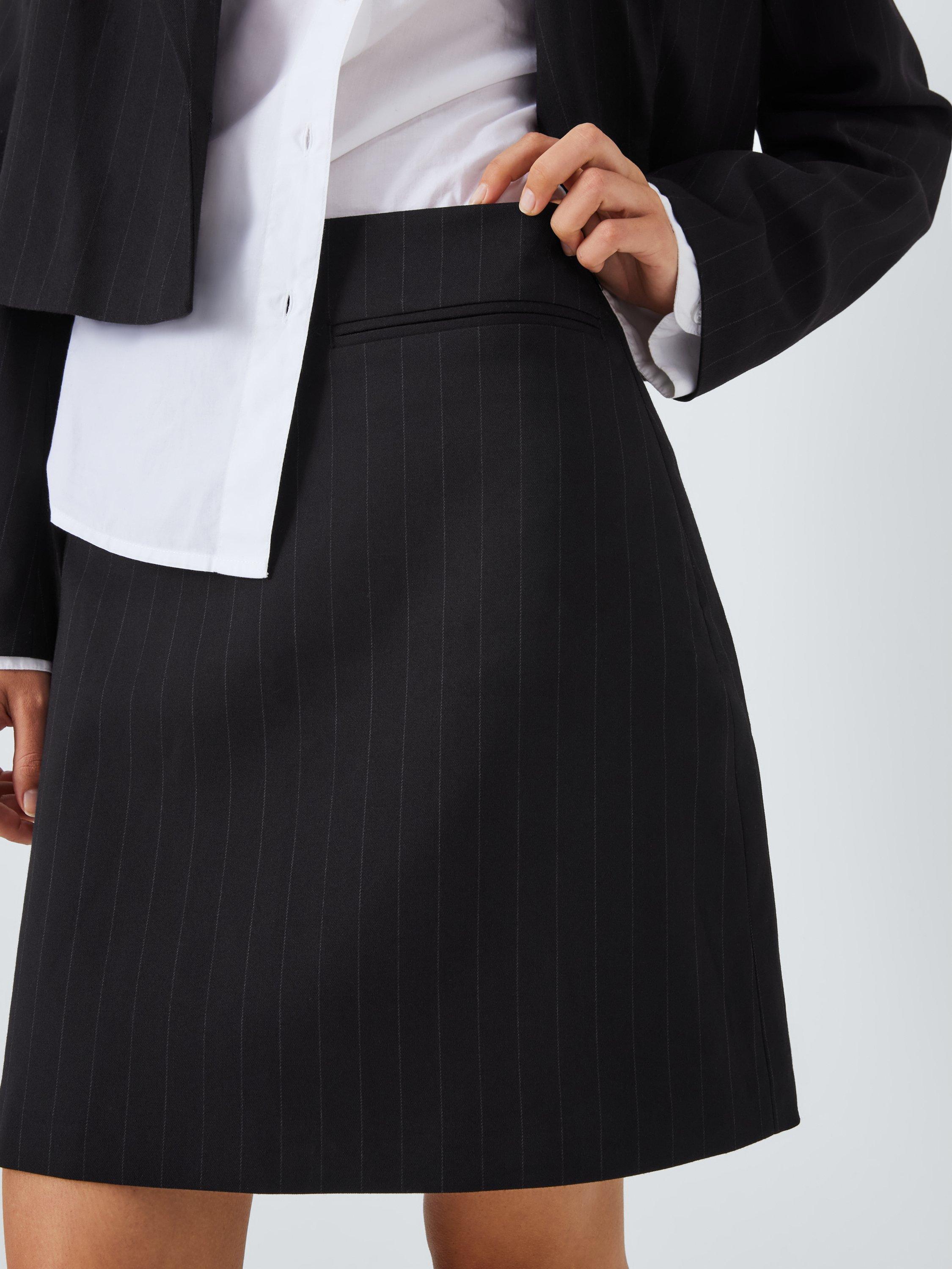Product image 5 of 6, which shows John Lewis ANYDAY Pinstripe Mini Skirt, Black Pinstripe, 10