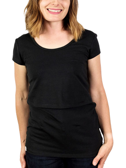 Bshirt Organic Cotton Blend Plain/Spot Breastfeeding Maternity T-Shirts, Pack of 2 - view 2, Black/Cream