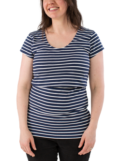 Bshirt Organic Cotton Blend Lift The Flap Nursing Stripe T-Shirts, Pack of 2 - view 2, Navy/White