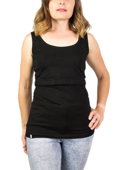 Bshirt Organic Cotton Blend Plain/Spot Lift The Flap Breastfeeding Maternity Vest Top, Pack of 2 - view 2, Black/Cream