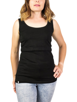 Bshirt Organic Cotton Blend Plain/Stripe Lift The Flap Breastfeeding Maternity Vest Top, Pack of 2 - view 2, Black/Navy