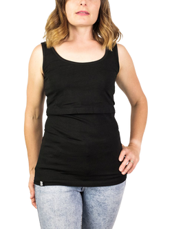 Bshirt Organic Cotton Blend Lift The Flap Breastfeeding Maternity Vest Top, Pack of 2 - view 2, Black/Teal