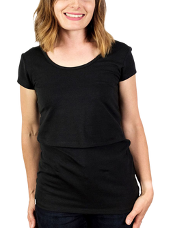Bshirt Organic Cotton Blend Lift The Flap Breastfeeding Maternity T-Shirt & Vest Top Set - view 2, Black/Black