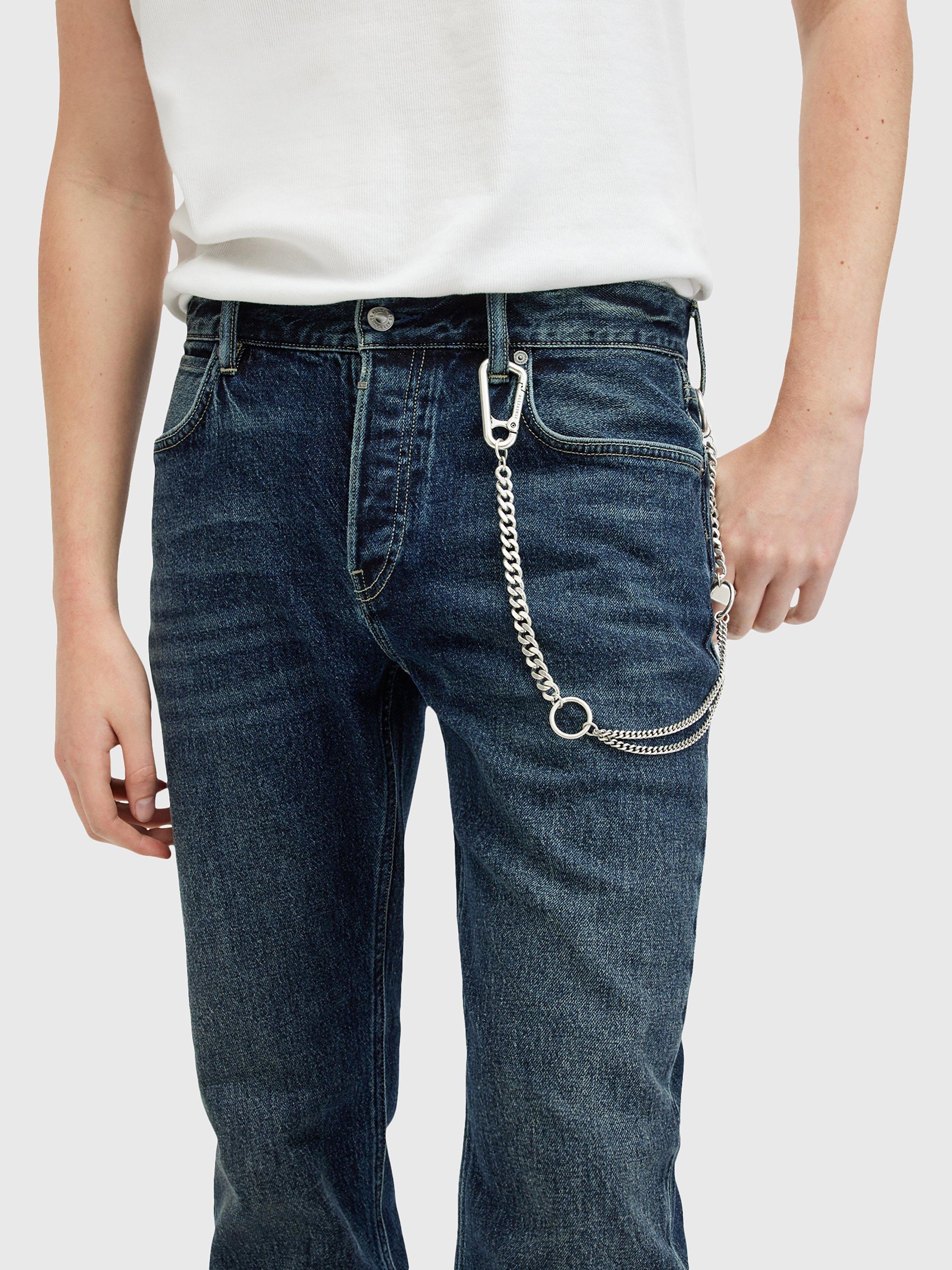 Product image 10 of 11, which shows AllSaints Iggy Slim Fit Jeans, Blue Indigo, W28/L30