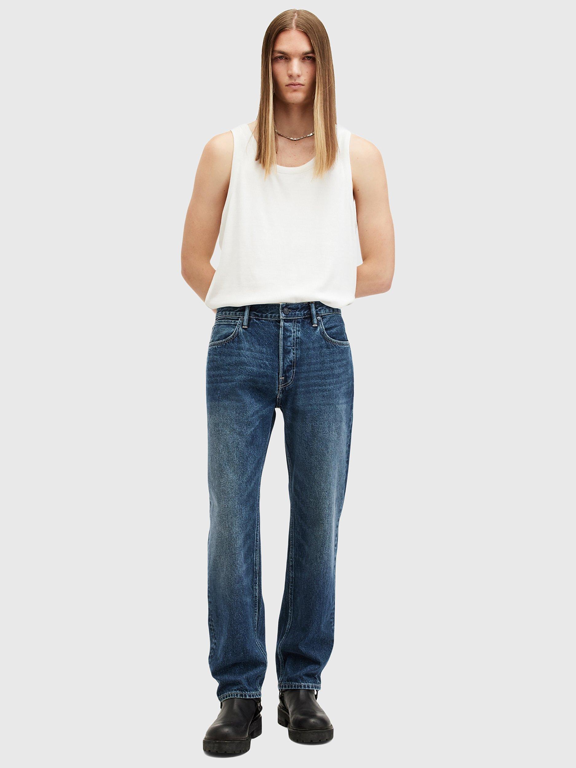 Product image 3 of 10, which shows AllSaints Reid Straight Fit Denim Jeans, Blue Indigo, W28/L32
