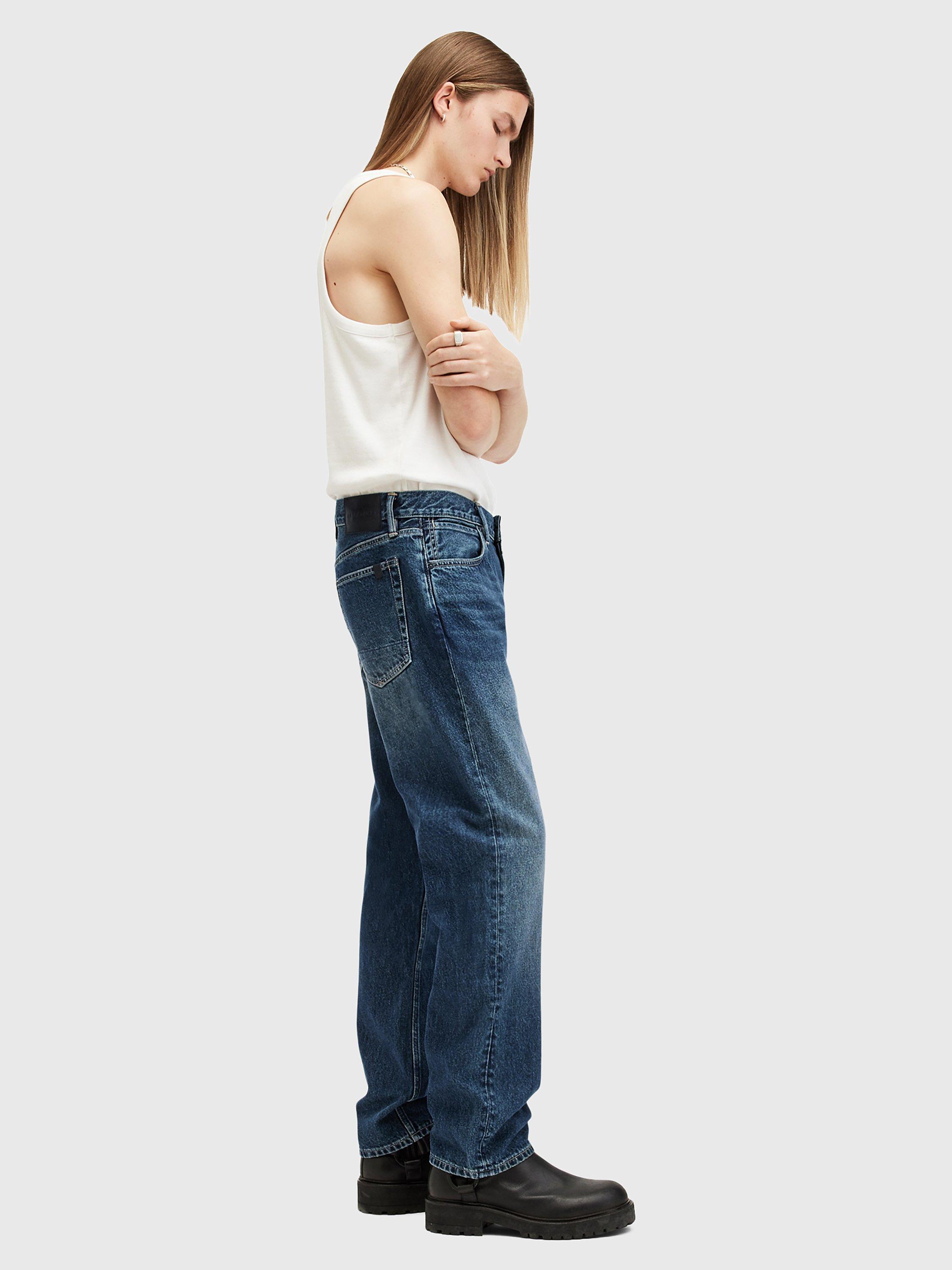Product image 8 of 10, which shows AllSaints Reid Straight Fit Denim Jeans, Blue Indigo, W28/L32