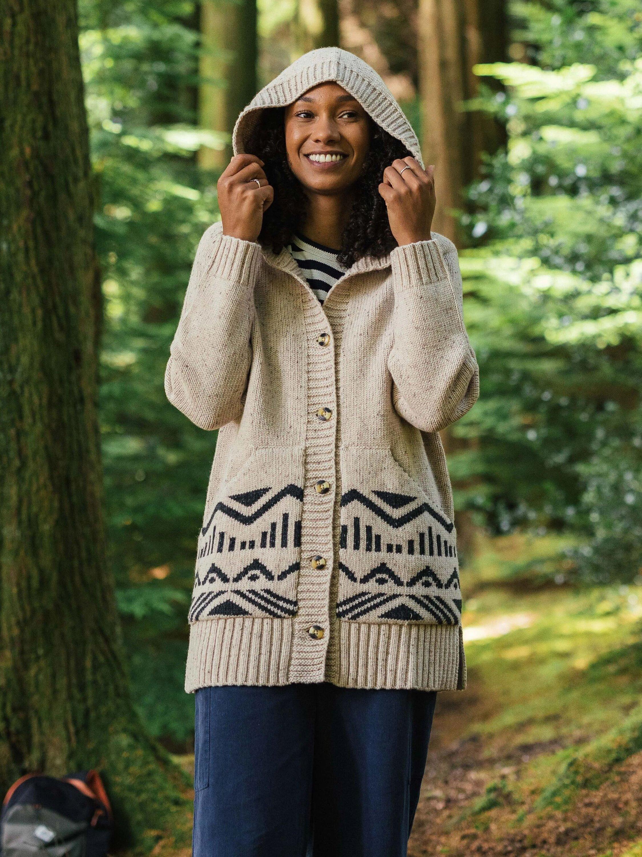 Passenger Snoozle Knitted Hooded Cardigan, Oatmeal