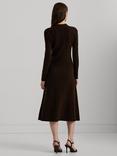 Ralph Lauren Thomisha Wool Cotton Blend Fit & Flare Midi Dress, Circuit Brown