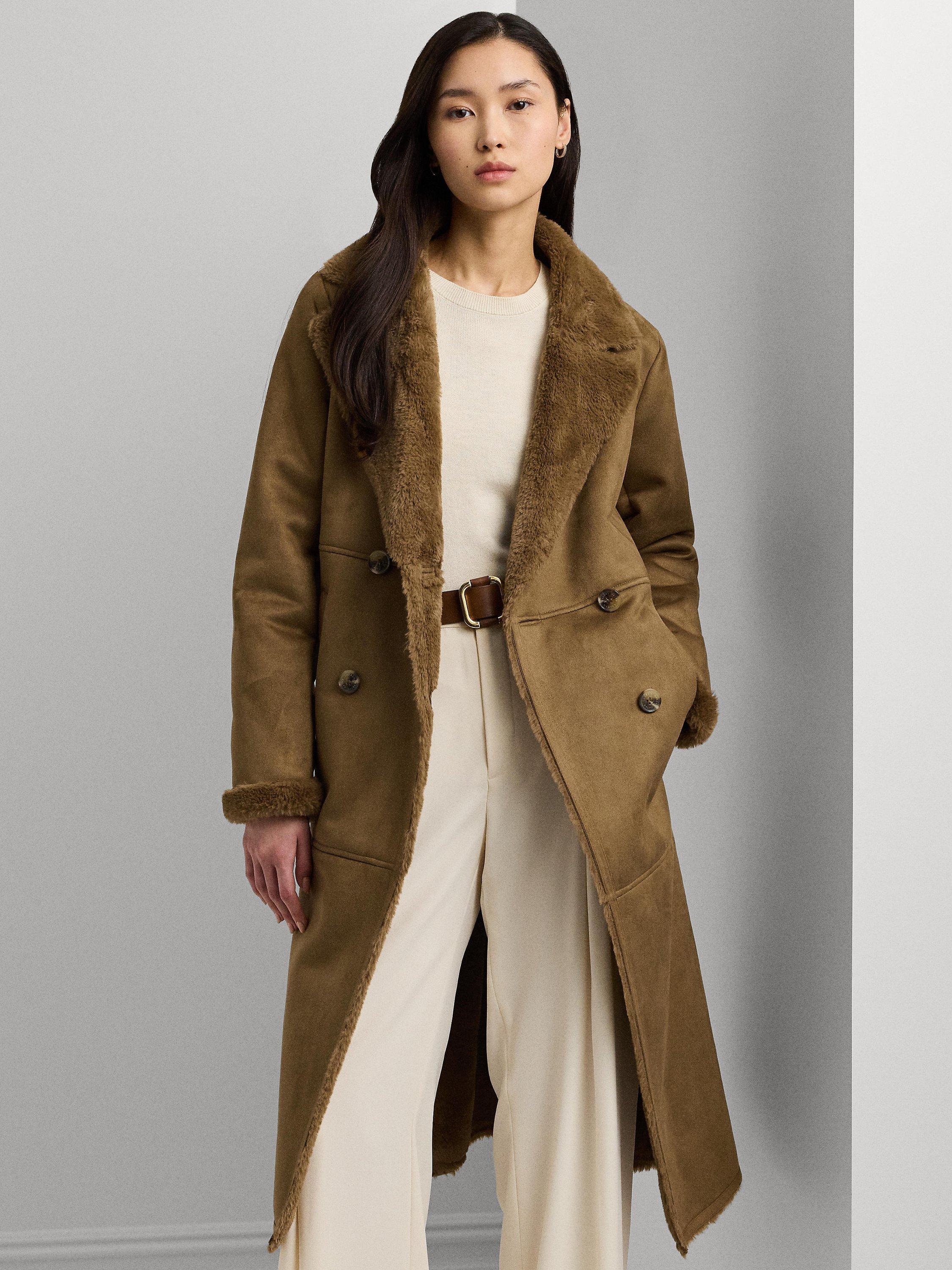 Lauren Ralph Lauren Faux Shearling Lined Coat Camel