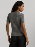 Lauren Ralph Lauren Eyelah Cable Knit Short Sleeve Knit Top, Grey