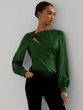 Lauren Ralph Lauren Larona Asymmetric Neck Satin Blouse, Green