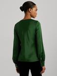 Lauren Ralph Lauren Larona Asymmetric Neck Satin Blouse, Green