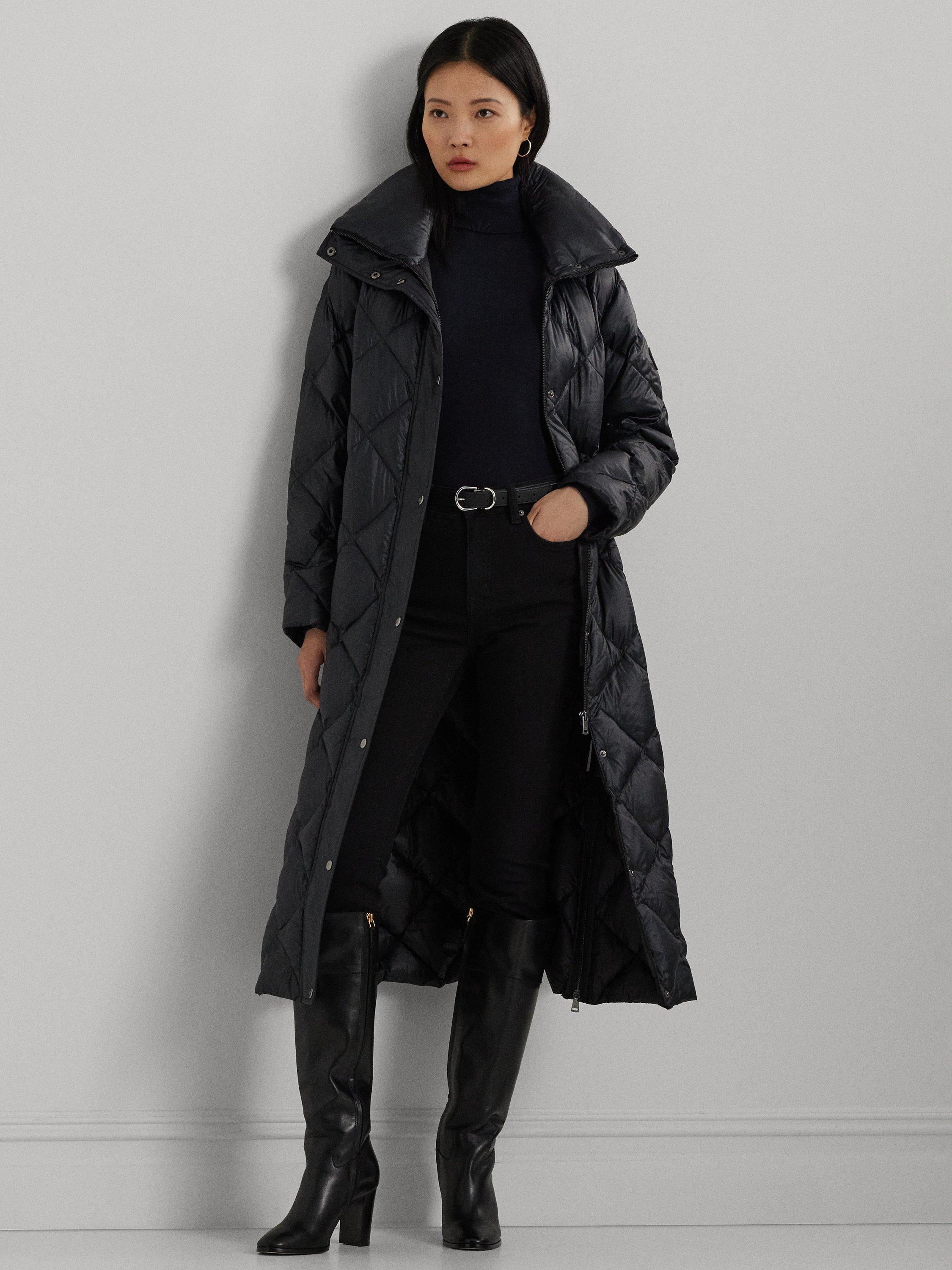 Lauren Ralph Lauren Diamond Quilted Puffer Maxi Coat Black