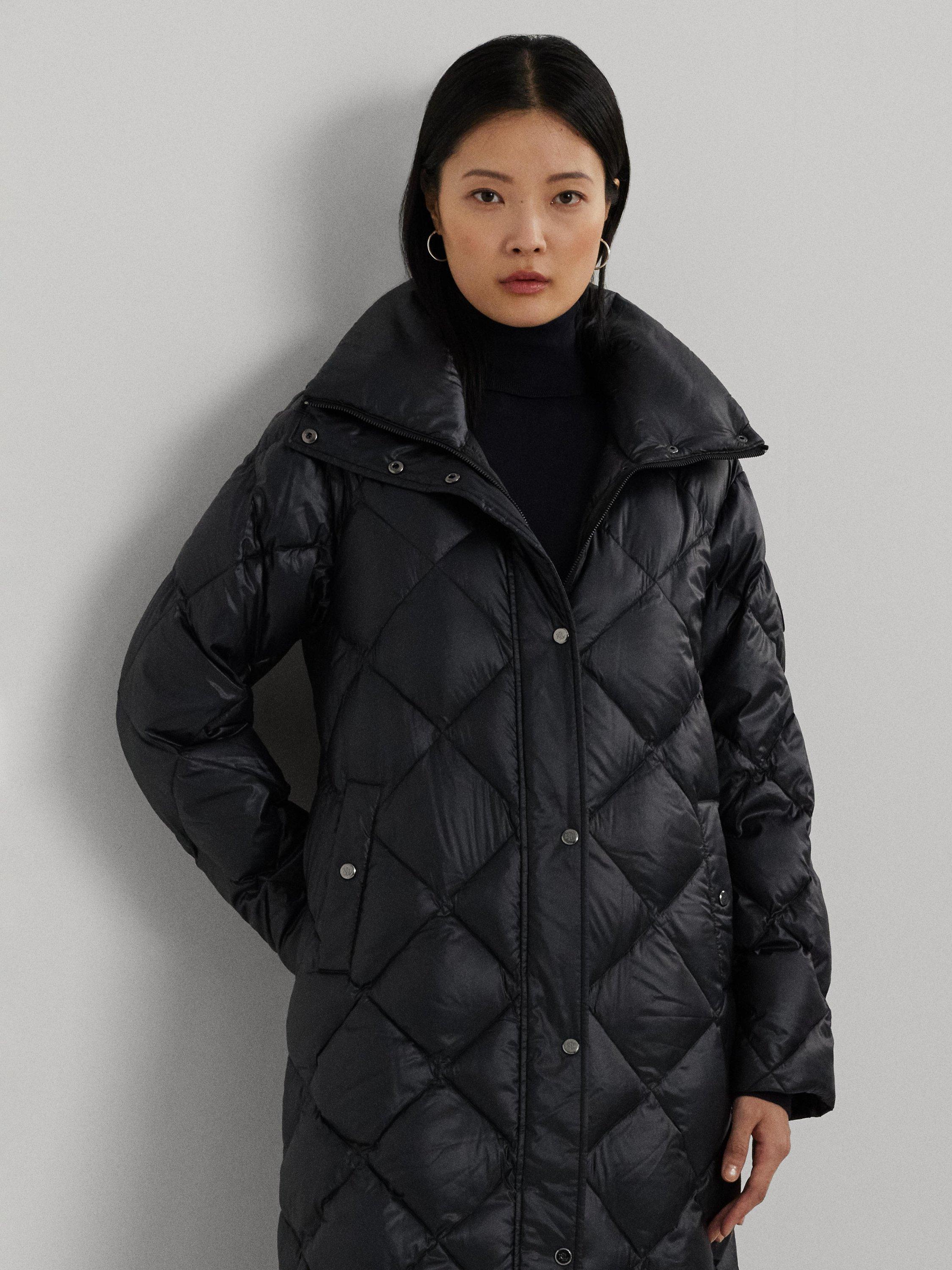 Lauren Ralph Lauren Diamond Quilted Puffer Maxi Coat Black