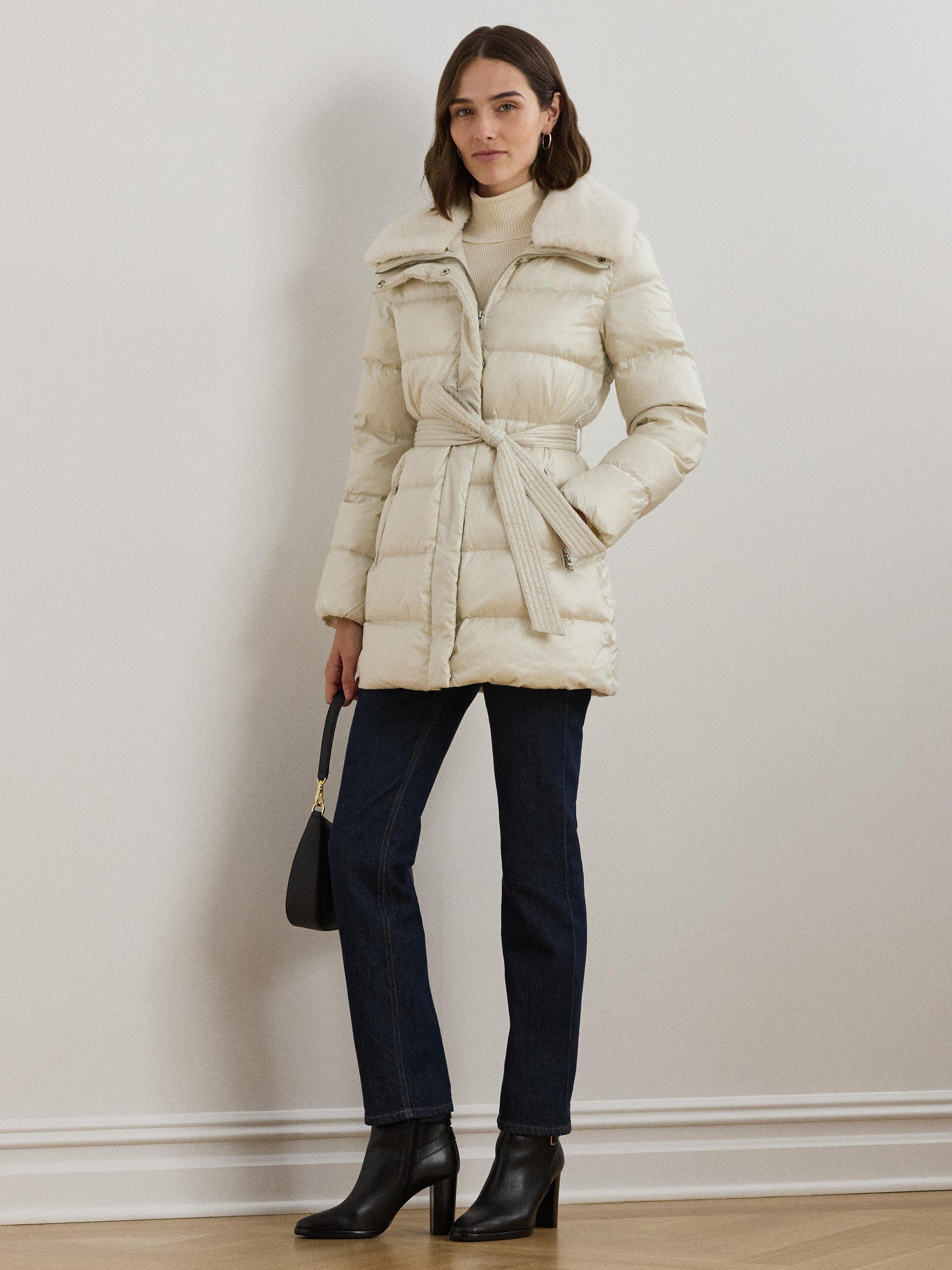 Lauren Ralph Lauren Quilted Belted Jacket Cream