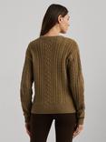 Lauren Ralph Lauren Sayla Cable Knit Wool Cashmere Jumper, Honey Tan Heather