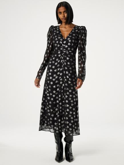 Fabienne Chapot Vera Midi Dress, Black/Silver, Black/Silver