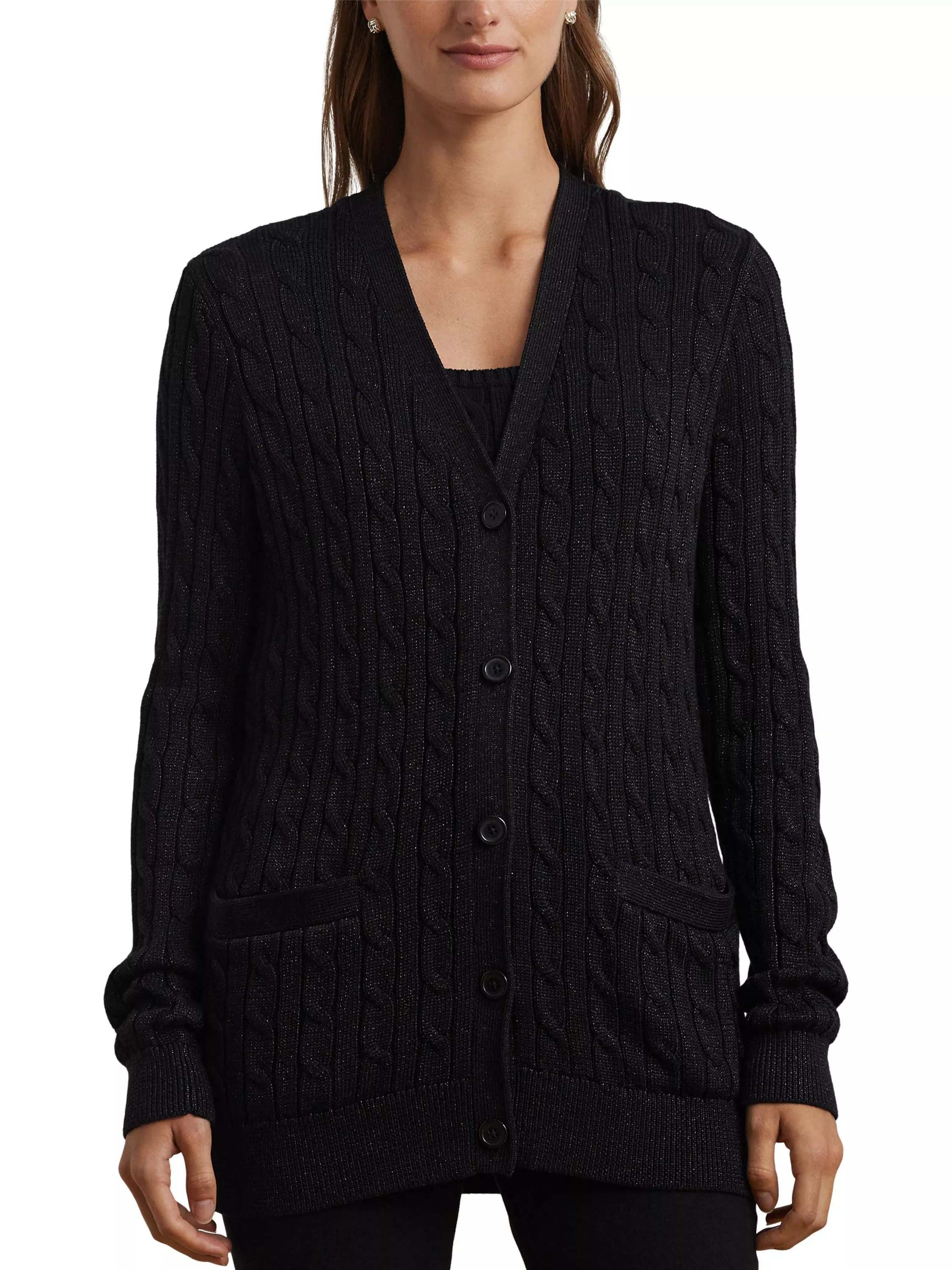 Lauren Ralph Lauren Taibert Long Cardigan, Black