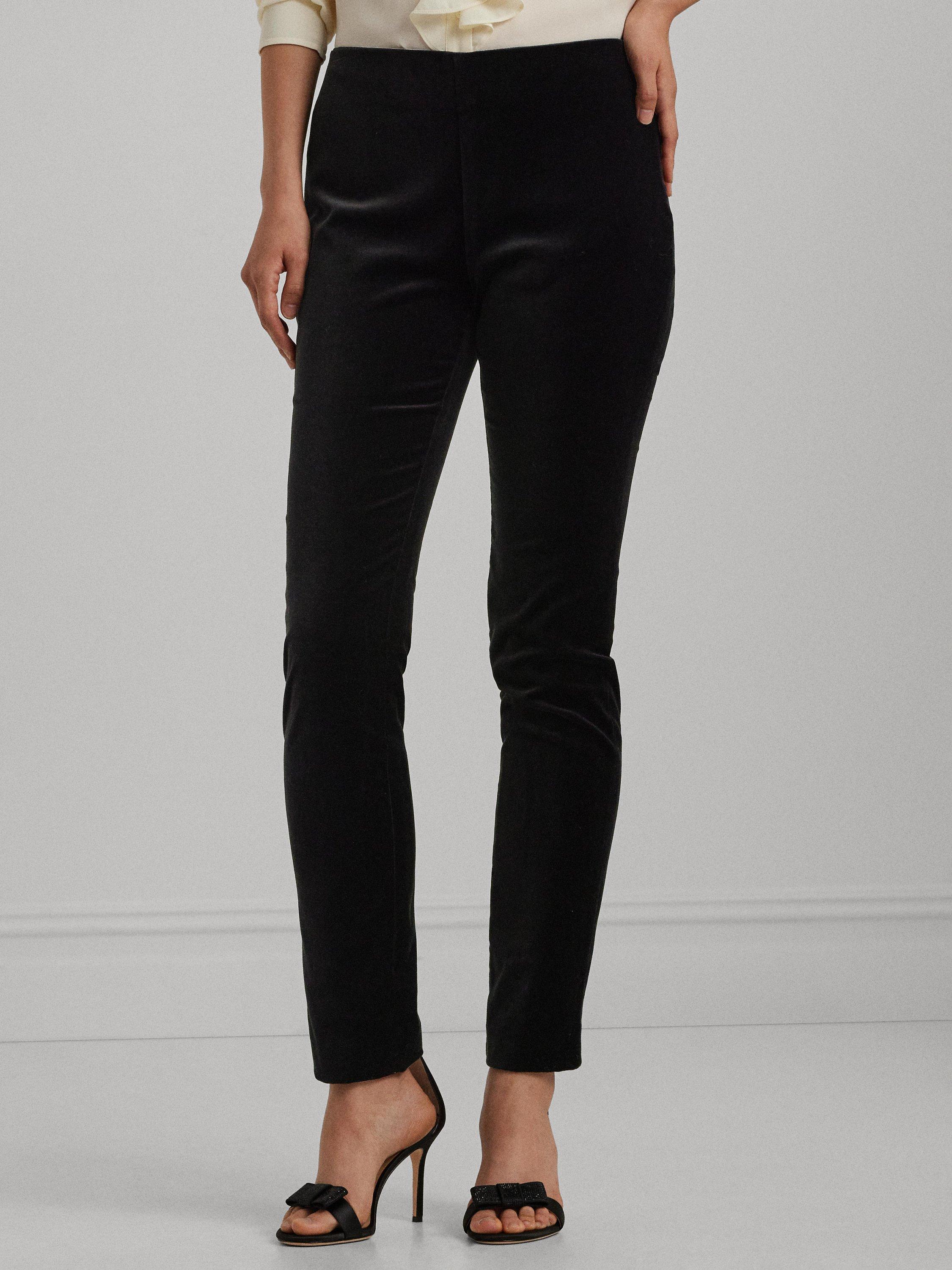 Ralph lauren black velvet pants best sale