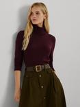 Lauren Ralph Lauren Zoe Long Sleeve Silk Blend Top, Burgundy