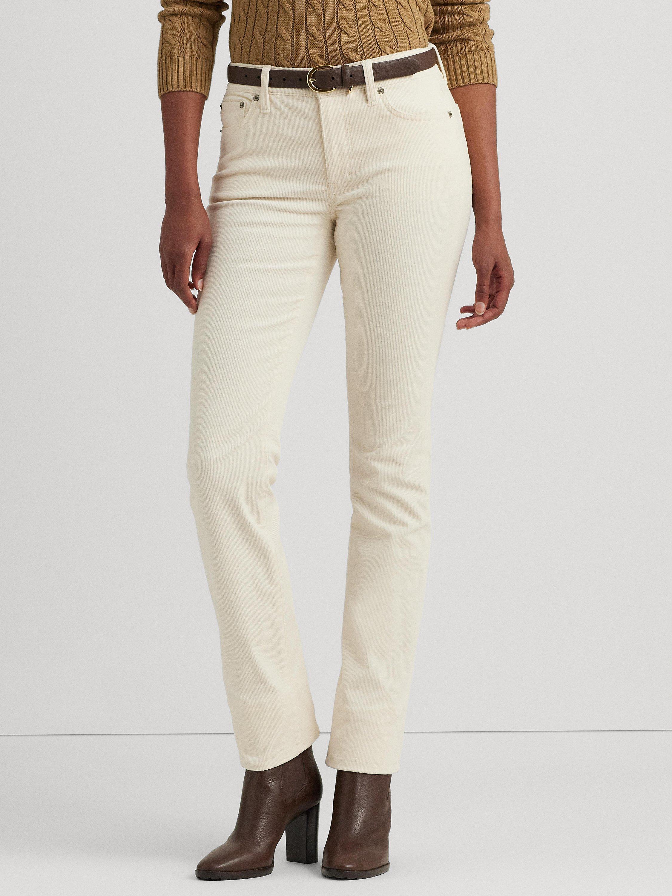 Lauren Ralph Lauren Mid Rise Corduroy Straight Trousers Mascarpone Cream