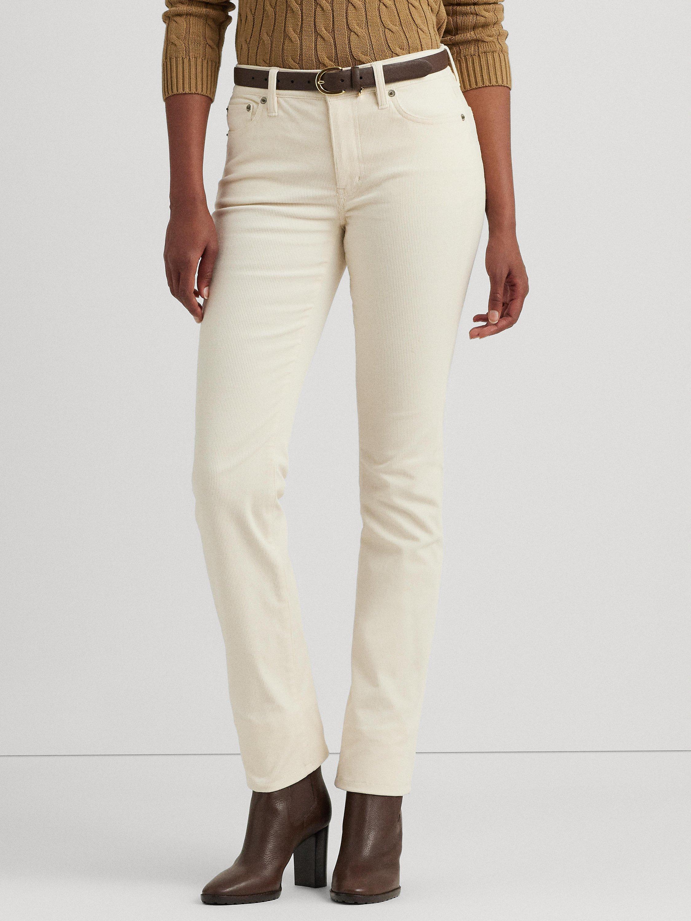 Lauren Ralph Lauren Mid Rise Corduroy Straight Trousers Mascarpone Cream