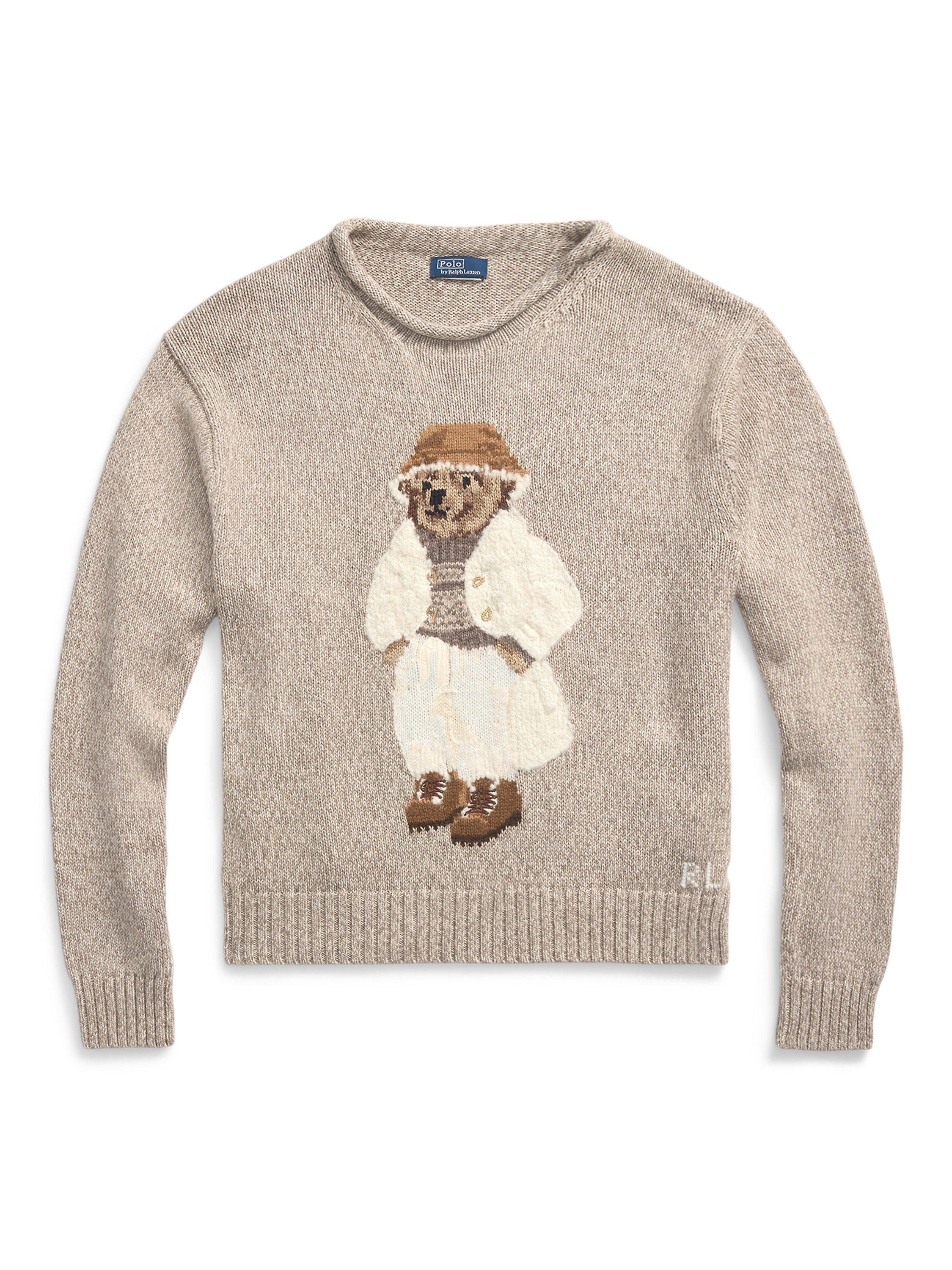 Polo Ralph Lauren Wool Blend Bear Jumper Mushroom Marl