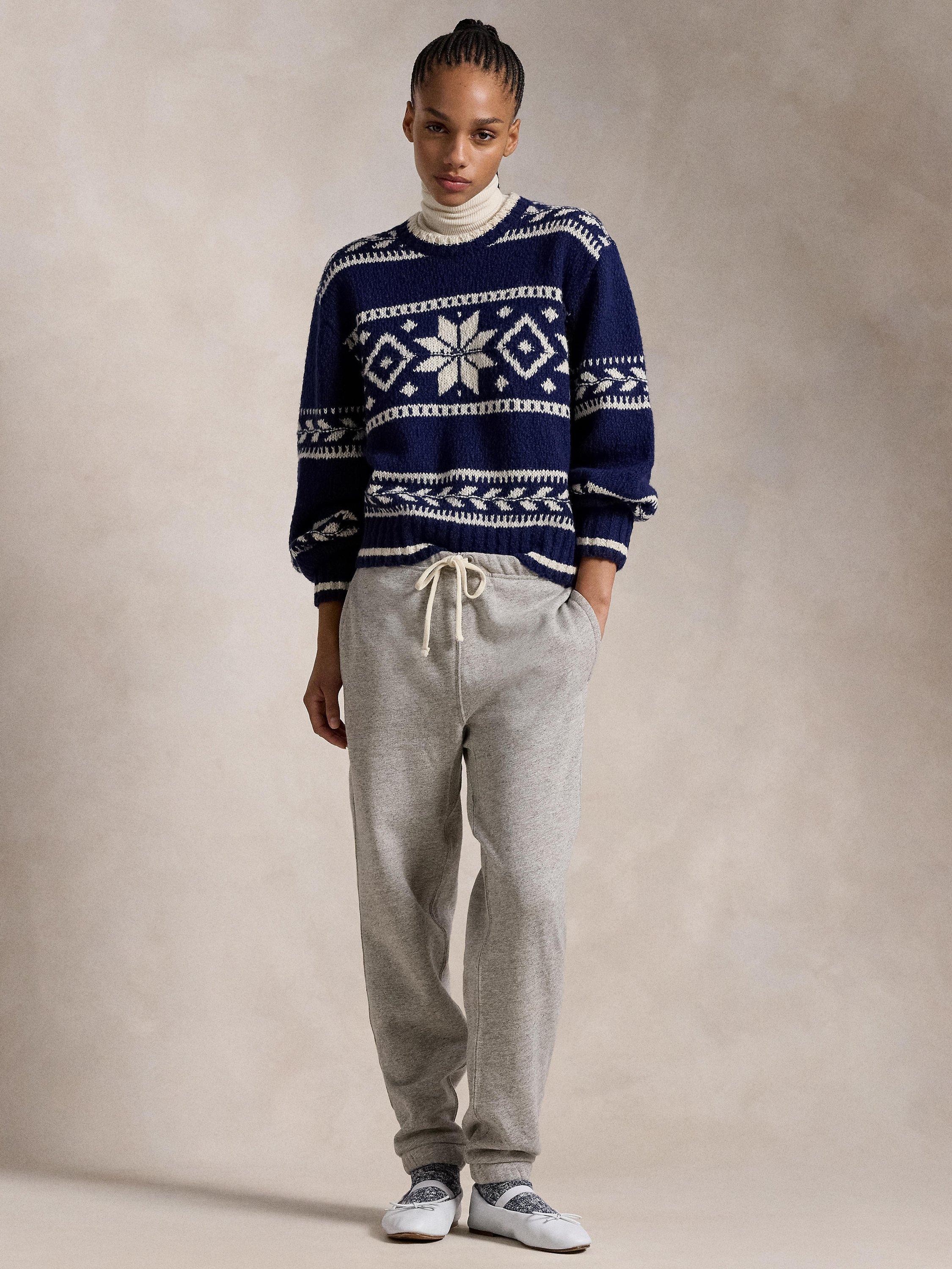 Polo Ralph Lauren Snowflake Wool Cotton Blend Jumper, Navy/Multi