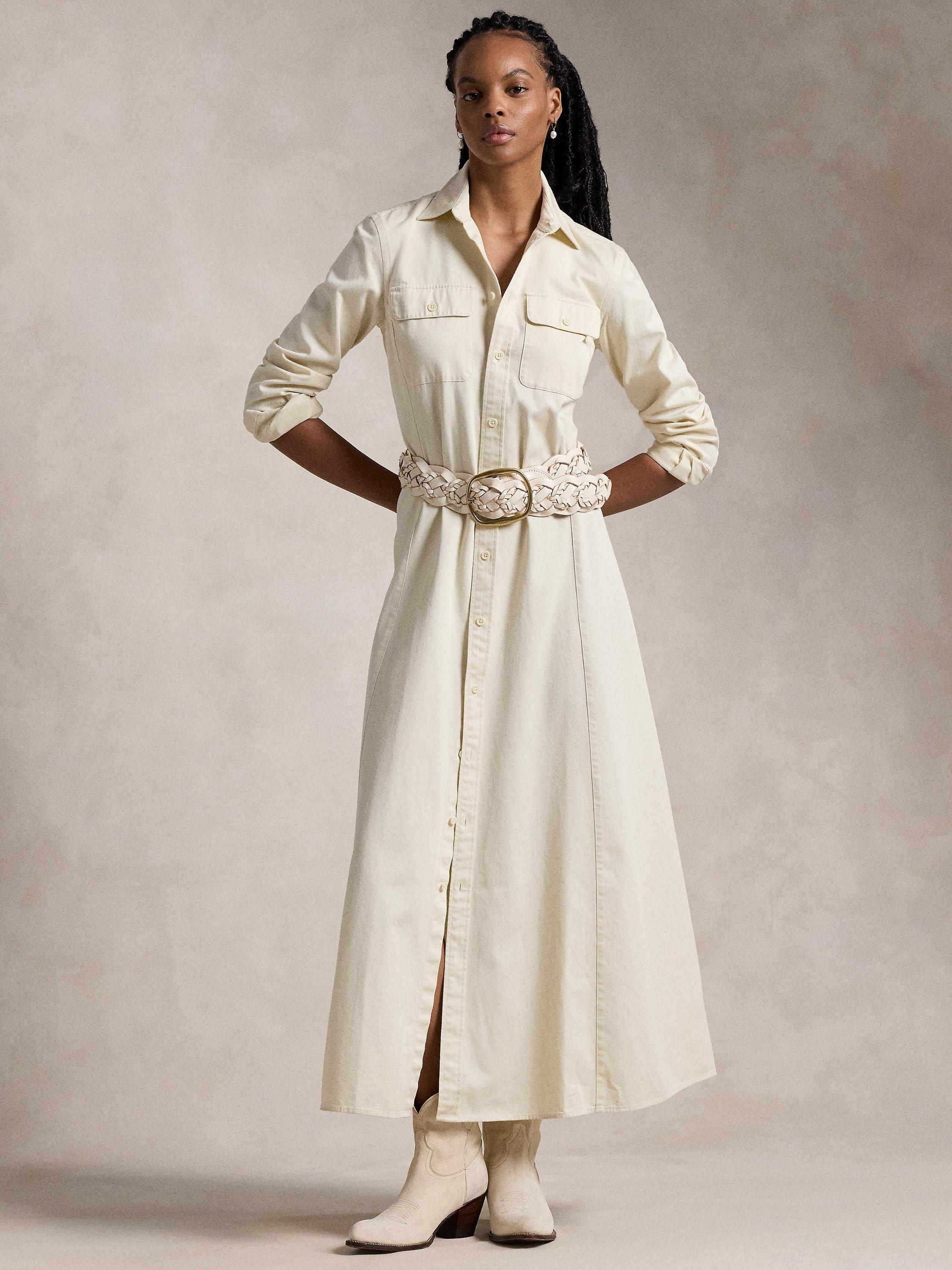 Polo Ralph Lauren Shirt Maxi Dress Cream