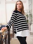 Seraphine Stripe Layered Maternity & Nursing Top, Black/White