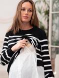 Seraphine Stripe Layered Maternity & Nursing Top, Black/White