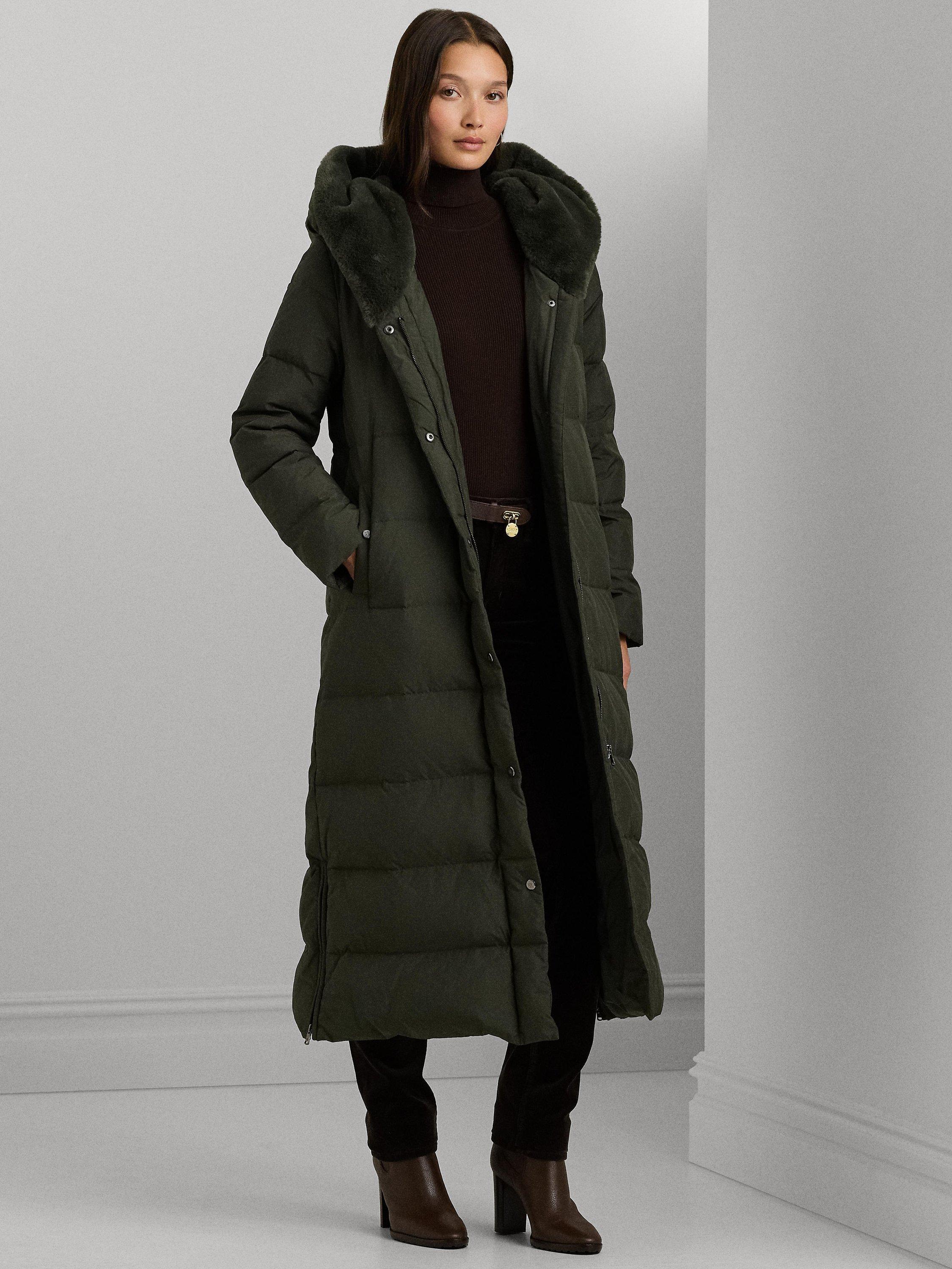 Lauren ralph lauren faux fur trim puffer maxi puffer coat on sale