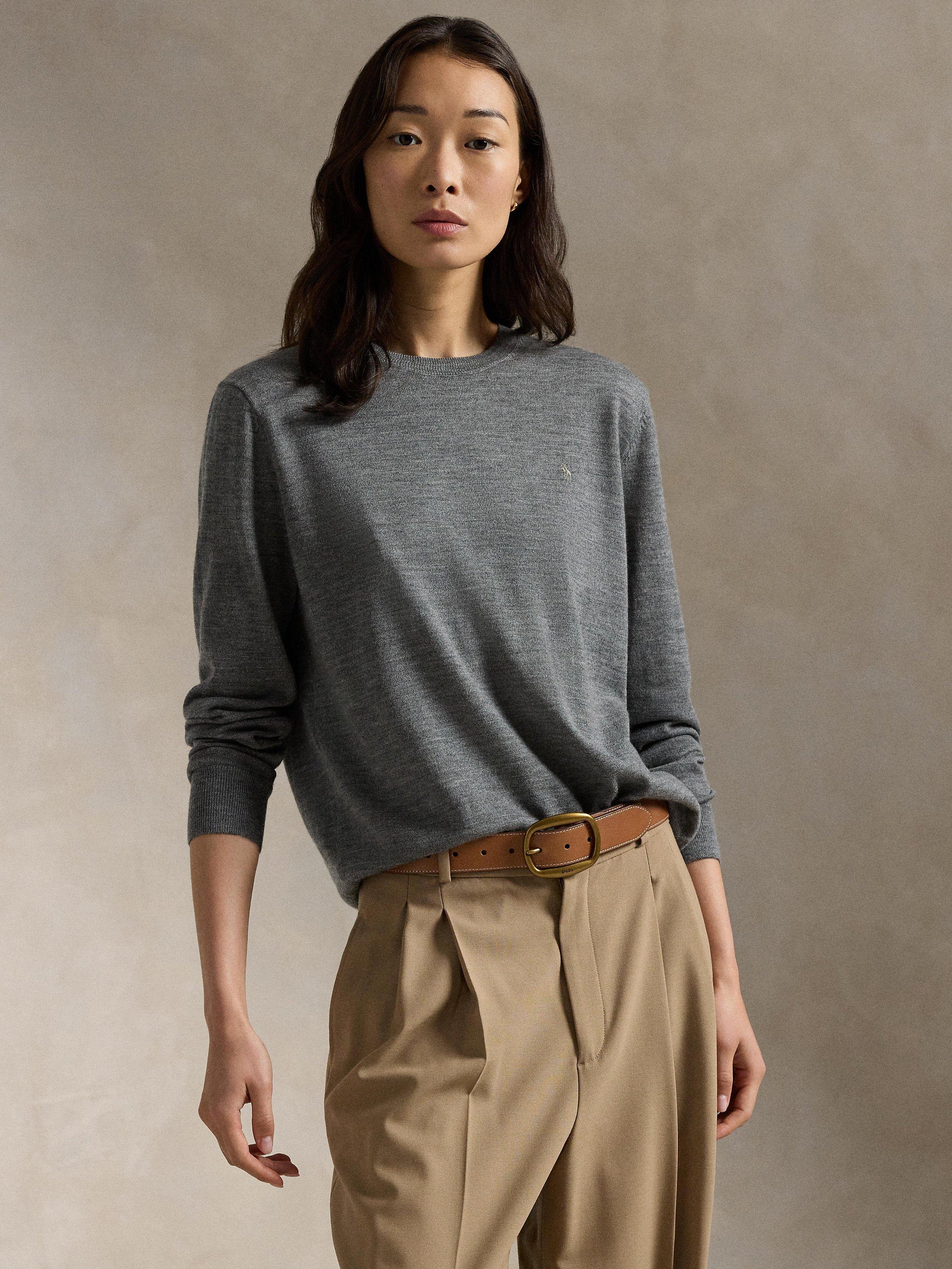 Polo Ralph Lauren Logo Wool Jumper, Flannel Heather Grey