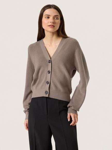Soaked In Luxury Sina Rib Knit Cardigan, Brindle, Brindle