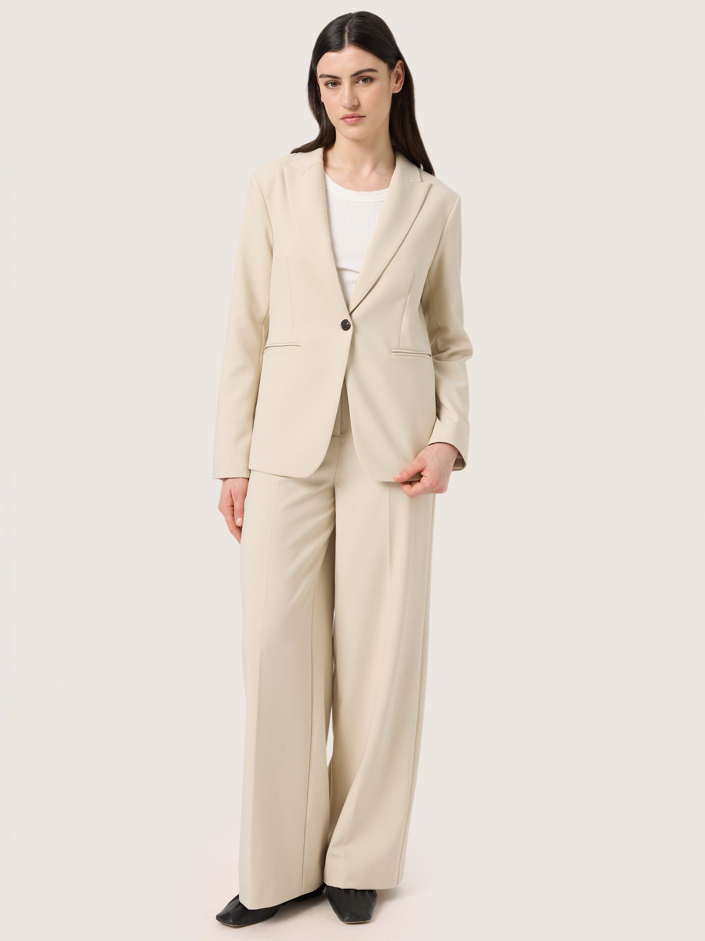 Product image 3 of 6, which shows Soaked In Luxury Corinne High Waisted Wide Legs Trousers, Oatmeal, XL