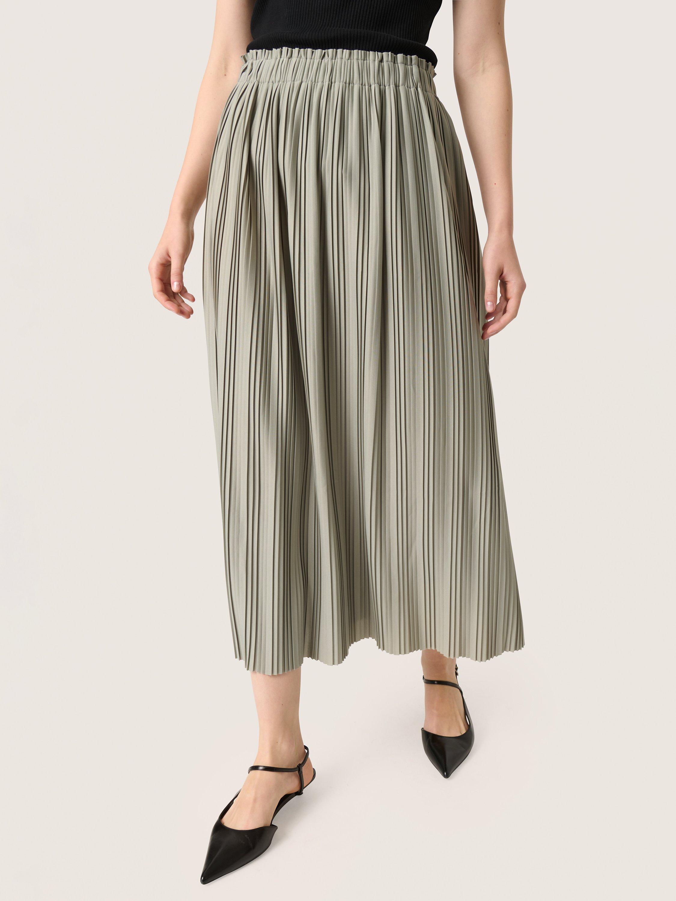 Product image 1 of 6, which shows Soaked In Luxury Sivone Plisse Skirt, Shadow, XS