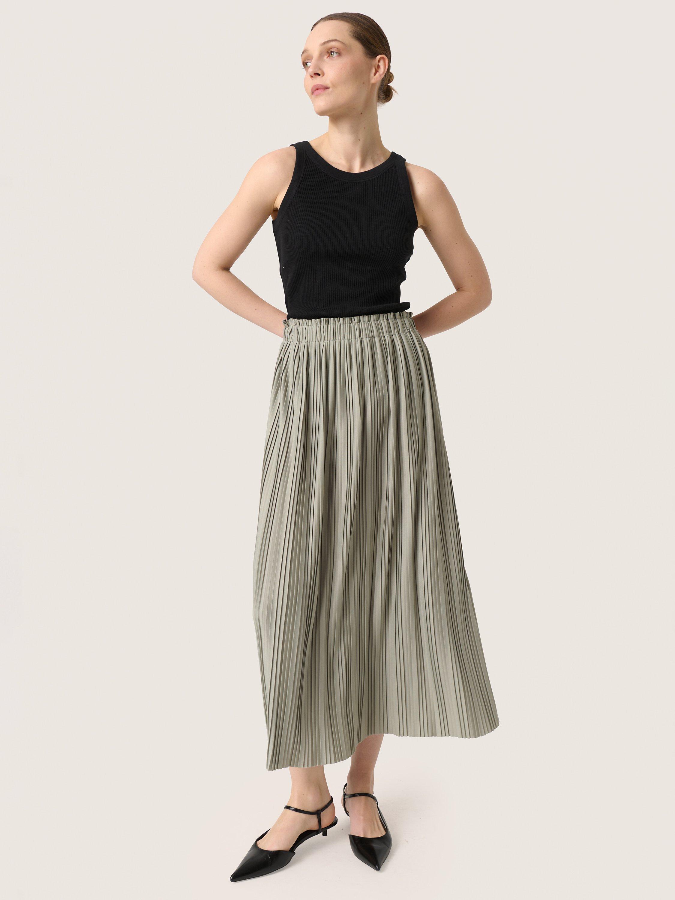 Product image 3 of 6, which shows Soaked In Luxury Sivone Plisse Skirt, Shadow, XS