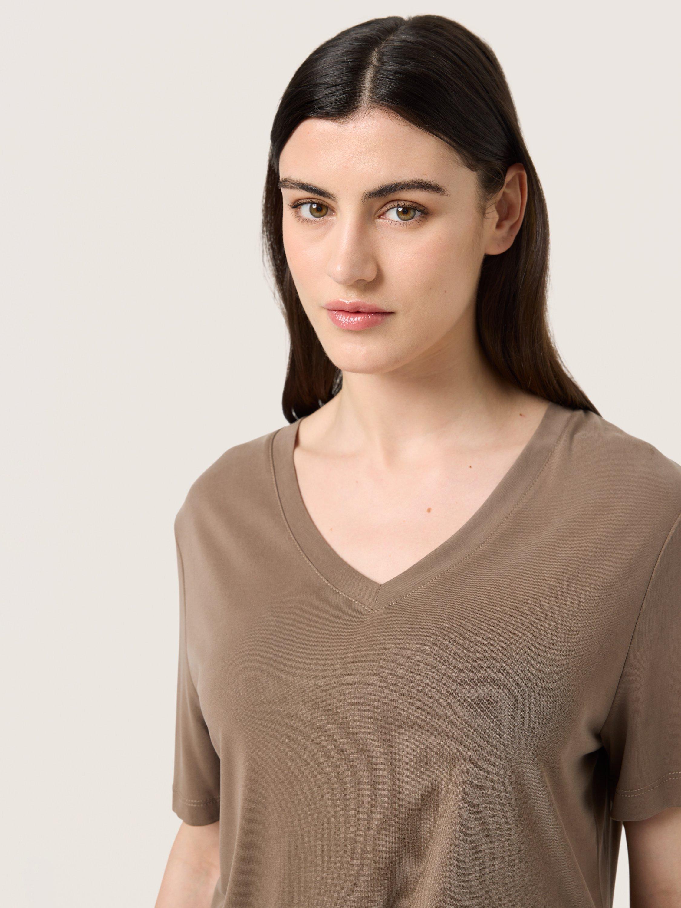 Product image 4 of 6, which shows Soaked In Luxury Columbine T-Shirt, Morel, XS