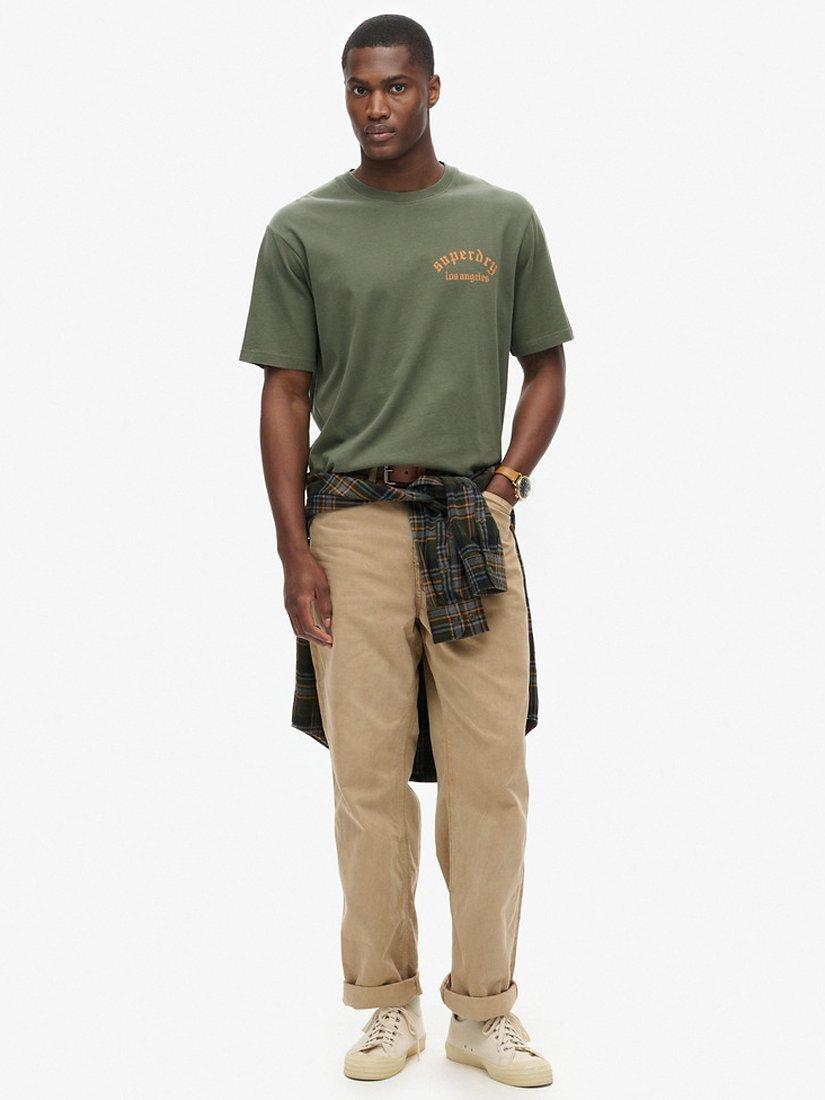 Product image 3 of 6, which shows Superdry Tattoo Back Graphic Loose T-Shirt, Dark Grey Green, S