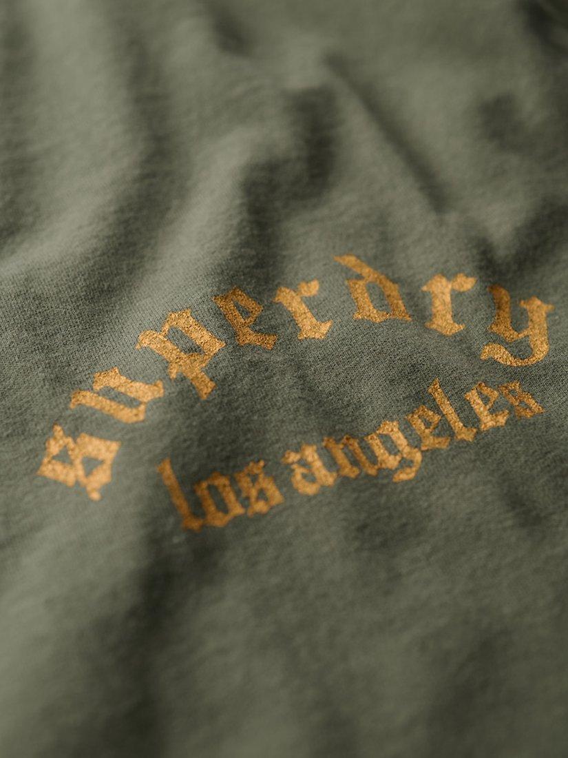 Product image 6 of 6, which shows Superdry Tattoo Back Graphic Loose T-Shirt, Dark Grey Green, S